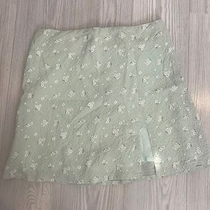 Princess Polly Sage Green Mini Skirt with White Floral Embroidery
